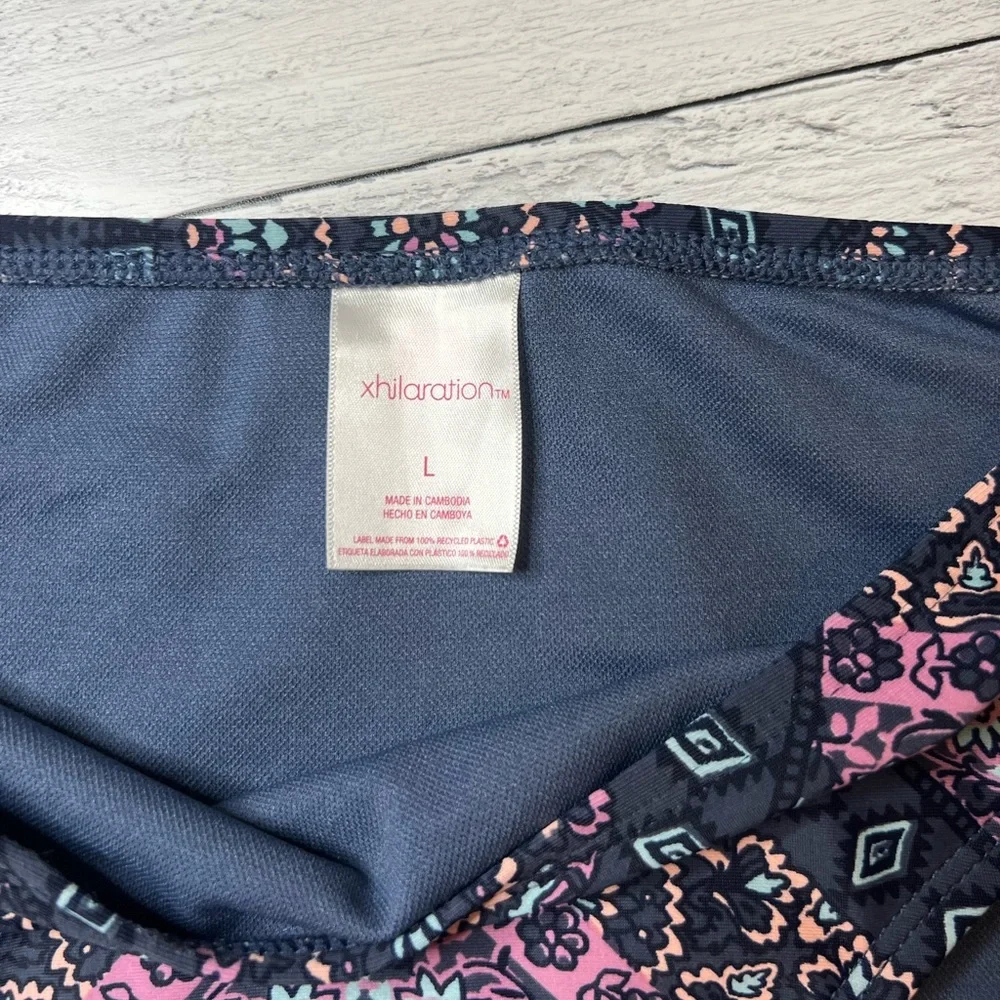 Xhilaration Purple and Pink Patterned Bikini Top